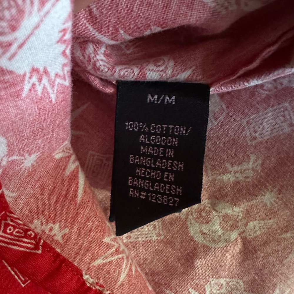 Good Vibes by Drill, Slim Fit Shirt Short Sleeve Button Up Red Cotton. - Picture 10 of 11